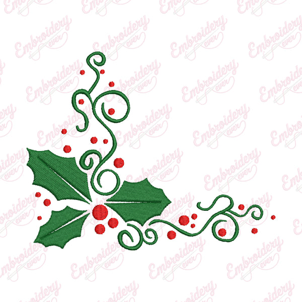 Christmas Holly Embroidery Design