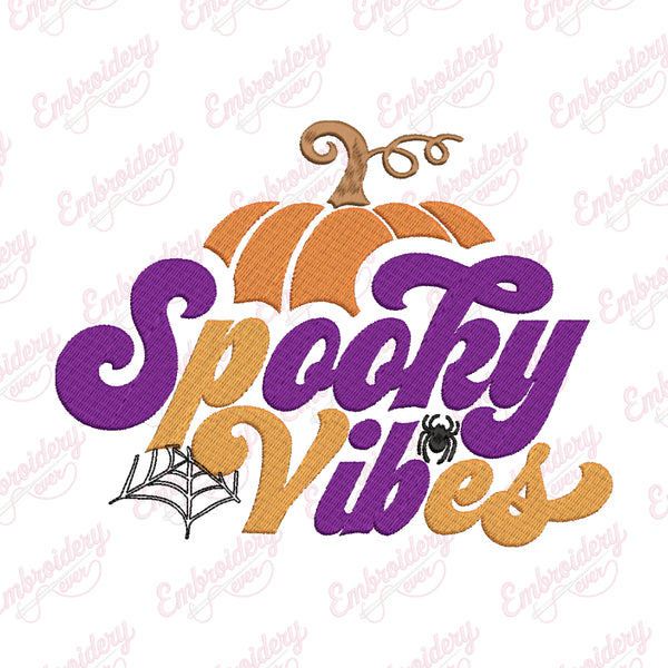 Spooky Vibes Pumpkin Halloween Embroidery Design