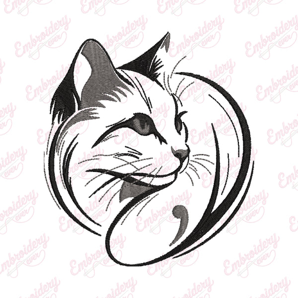 Cat LinArt Embroidery Design