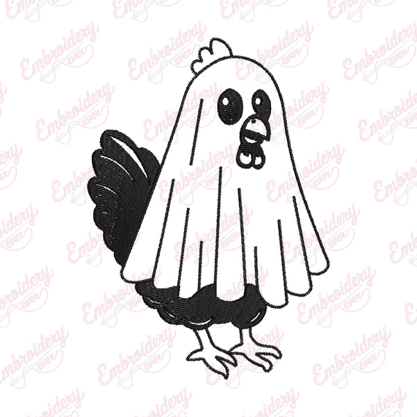 Chicken Ghost Halloween Embroidery Design