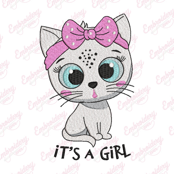 It's a Girl Kitten Embroidery Design