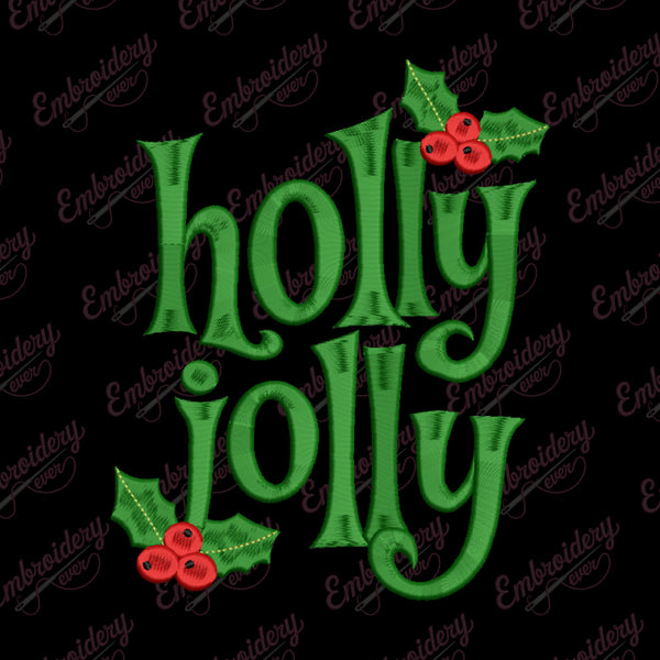 Holly Jolly Christmas Embroidery Design
