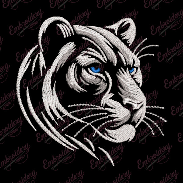 Enigmatic White Panther Embroidery Design