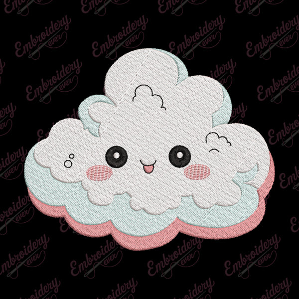 Kawaii Cloud Embroidery Design