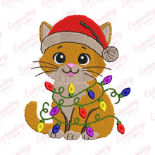Christmas Cat with Lights Embroidery Design