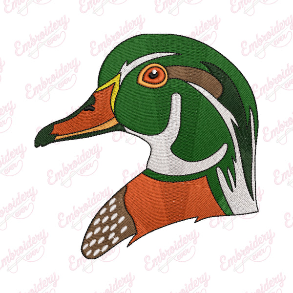 Wood Duck Head Embroidery Design