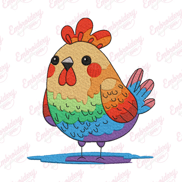 Cute Cartoon Chicken Machine Embroidery Design