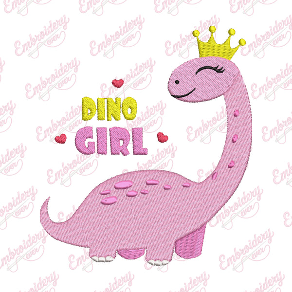 Funny Dino Girl Embroidery Design