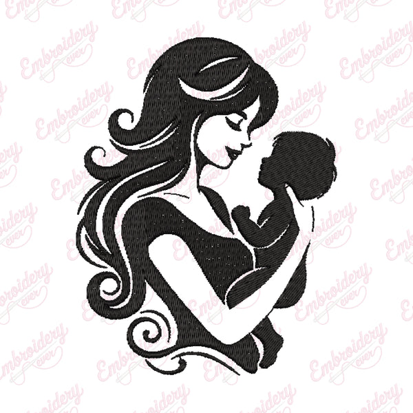 Mother and Baby Embroidery Design