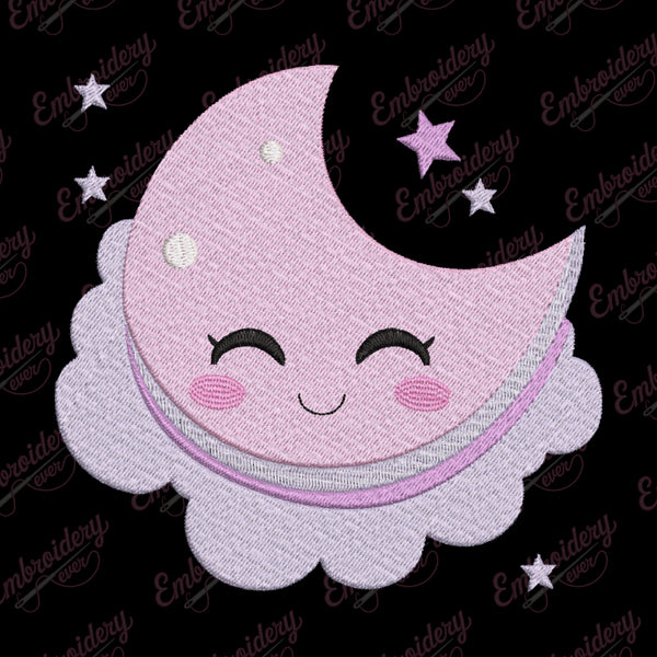 Simple Moon Machine Embroidery Design