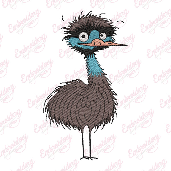 Crazy Ostrich Bird Embroidery Design