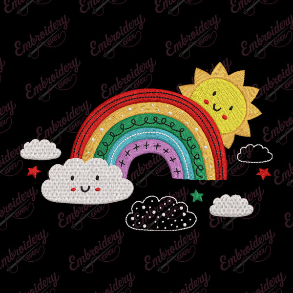 Cloud Rainbow Embroidery Design