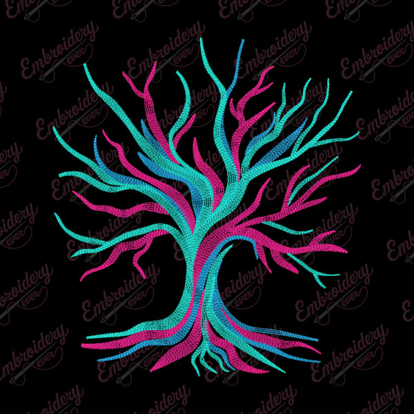 Leon Color Tree Embroidery Design