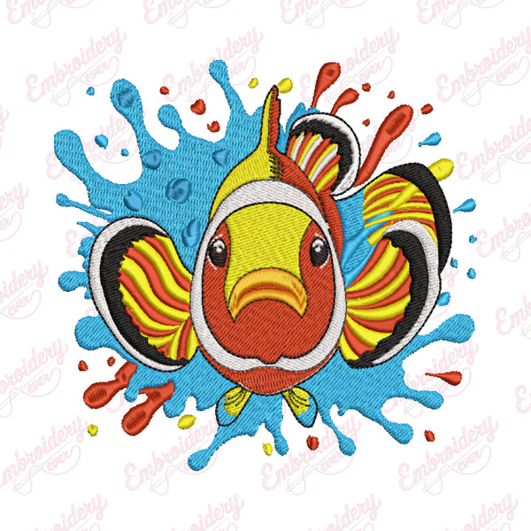 Swimming Clownfish Underwater Embroidery Design