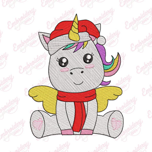 Magical Christmas Unicorn Embroidery Design