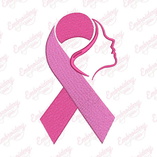 Woman & the Ribbon Breast Cancer Awareness Embroidery Design