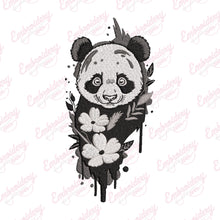 Floral Panda Embroidery Design