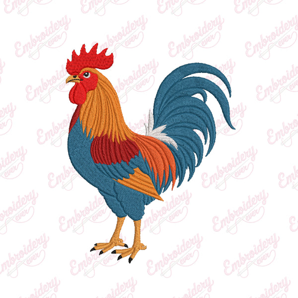 Colorful Rooster Machine Embroidery Design