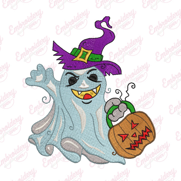 Cute Halloween Ghost Embroidery Design