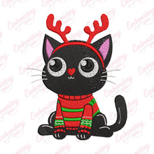 Black Cat Christmas Cheer Embroidery Design