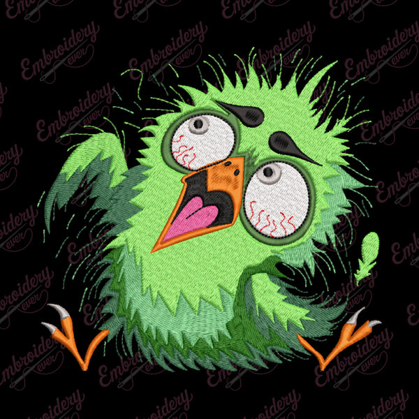 Crazy Hilarious Fluffy Bird Embroidery Design