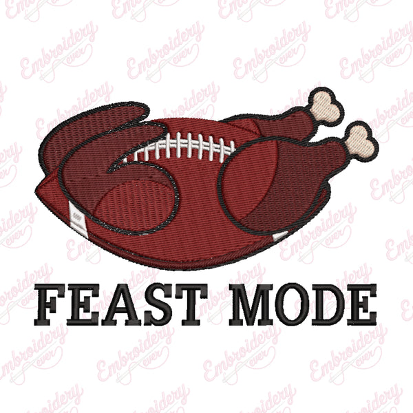 Feast Mode Thanksgiving Turkey Football Embroidery Design