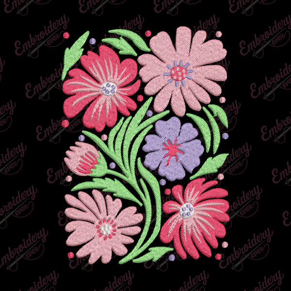 Vibrant Floral Embroidery Design