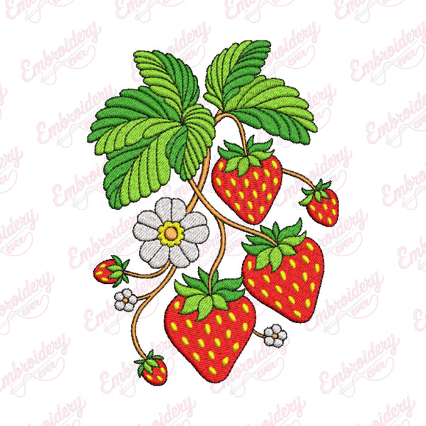 Strawberries Embroidery Design