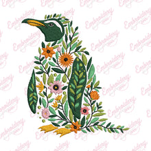 Colorful Botanical Penguin Embroidery Design
