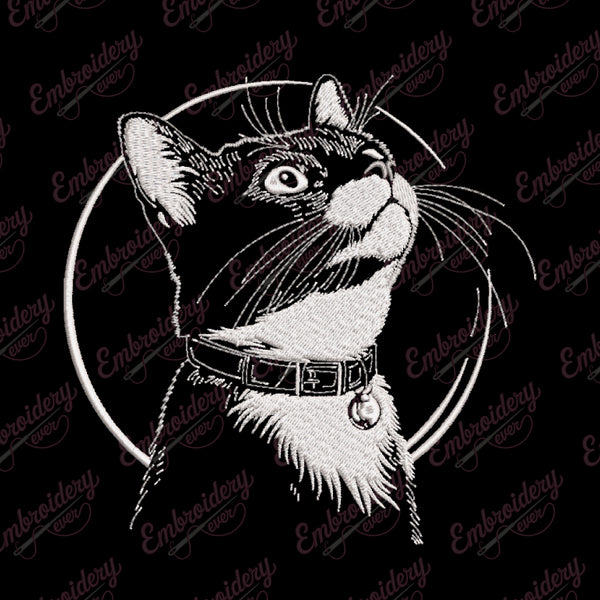 Black Kitten Cat Embroidery Design