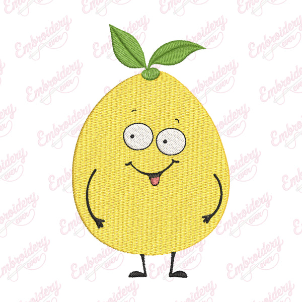 Happy Lemon Embroidery Design