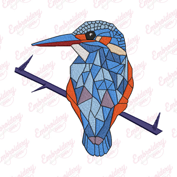 Kingfisher Bird Embroidery Design