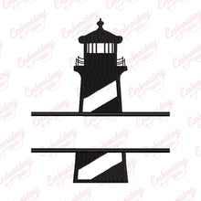 Lighthouse Split Name Frame Embroidery Design