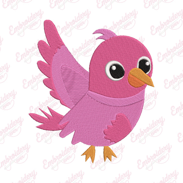 Cute Pink Bird Embroidery Design