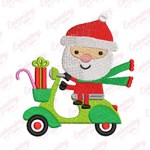 Christmas Santa On Scooter Embroidery Design