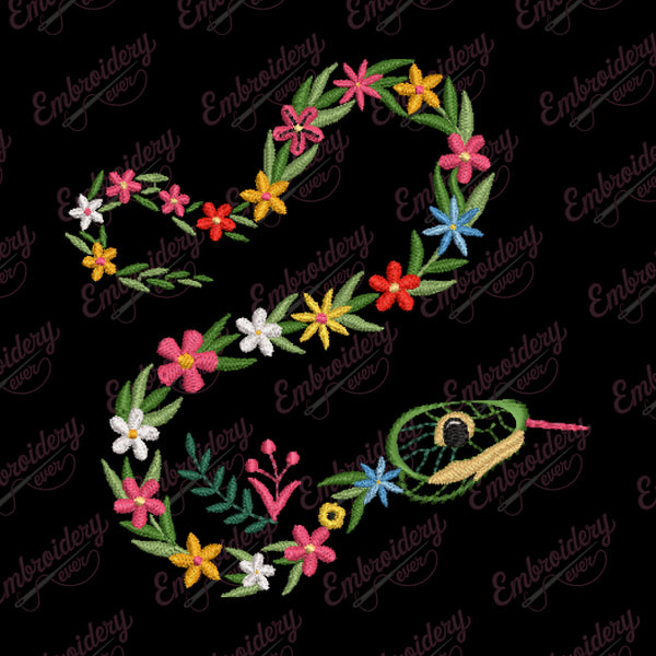 Floral Snake Embroidery Design