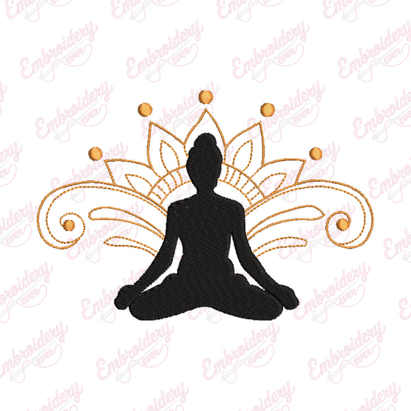 Yoga Meditation Asana Embroidery Pattern