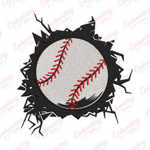 Baseball Cracked Wall Embroidery Design
