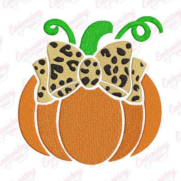 Thanksgiving Pumpkin With Bow Embroidery Design