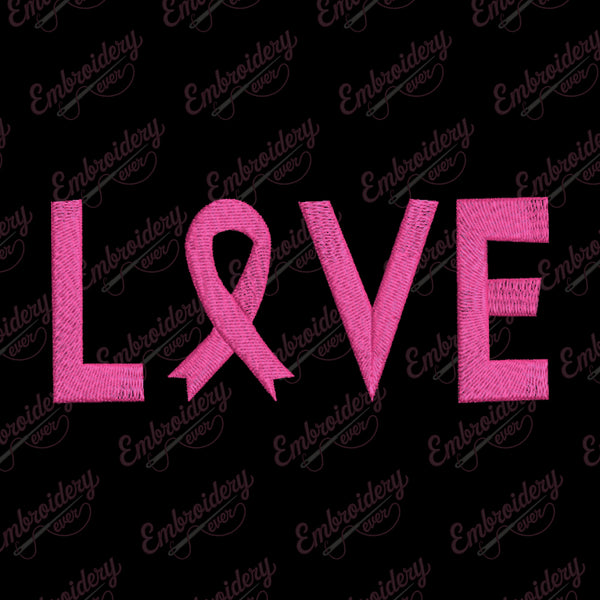 Breast Cancer Love Embroidery Design