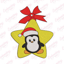 Christmas Penguin On Star Machine Embroidery Design