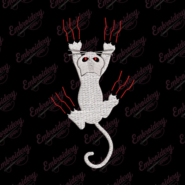 Halloween Scratching Cat Embroidery Design