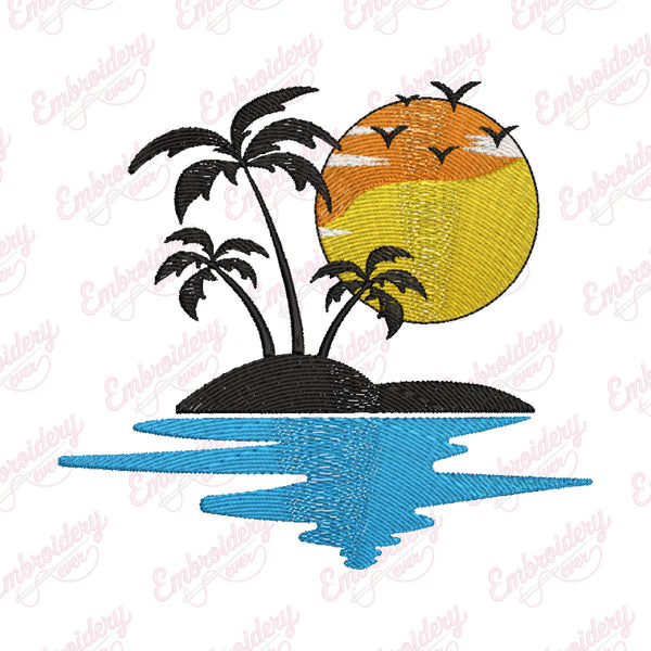 Summer Palm Tree Embroidery Design
