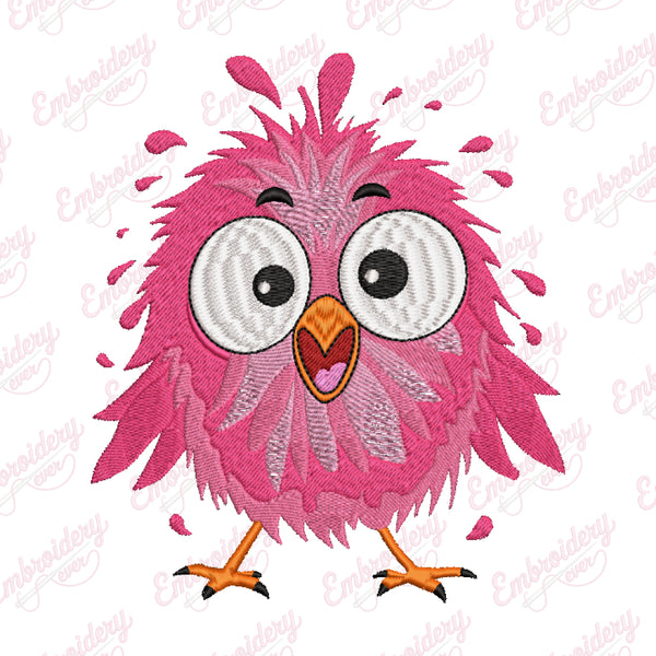 Cute Pink Bird Embroidery Design