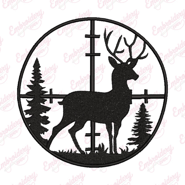 Deer Hunting Embroidery Design