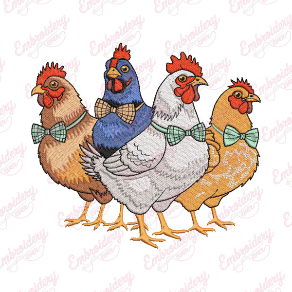 Cute Chickens Machine Embroidery Design