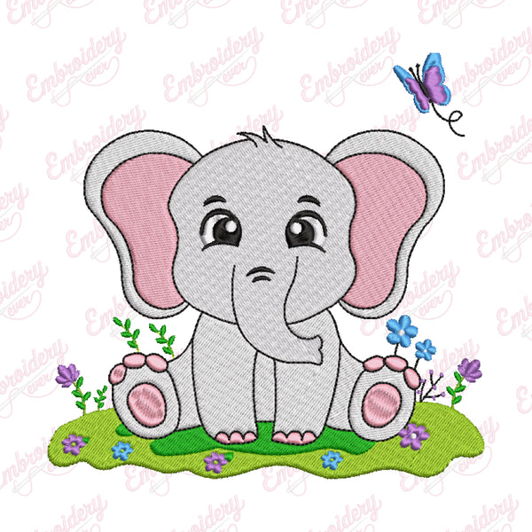 Cute Elephant Embroidery Design
