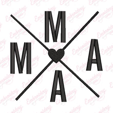 Mama Crossed Arrows With Heart Embroidery Design