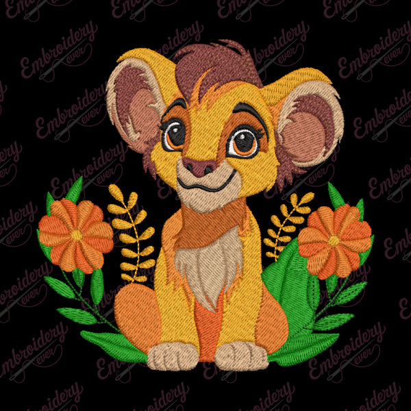 Funny Lion Embroidery Design