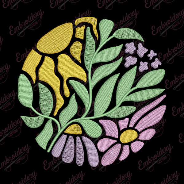Artistic Abstract Floral Machine Embroidery Design